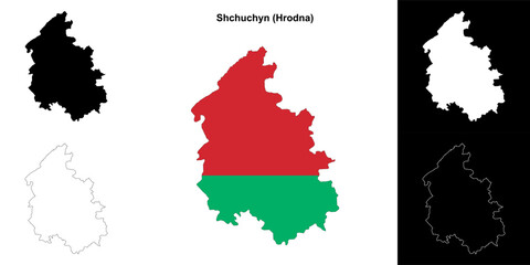 Shchuchyn district outline map set