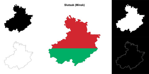 Slutsak district outline map set