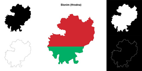 Fototapeta premium Slonim district outline map set