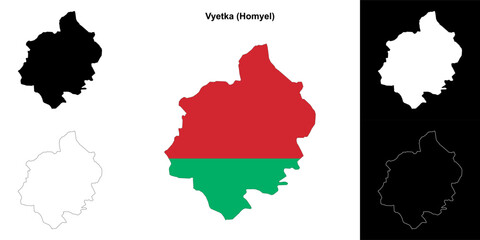 Vyetka district outline map set