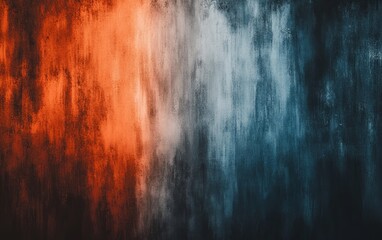 Naklejka premium An abstract image featuring a gradient of orange and blue tones, creating a textured, atmospheric effect.