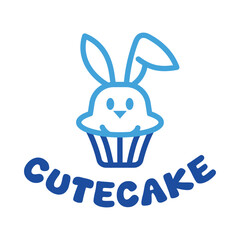 cute cake flat minimalist logo design