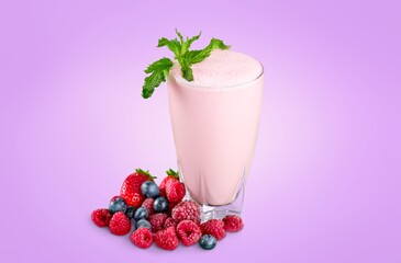 Tasty fresh Strawberry smoothie with fresh berries