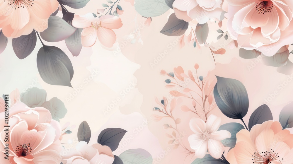 Aufkleber delicate blossoms and leaves in soft pastels combine to evoke a tranquil and sophisticated ambiance 