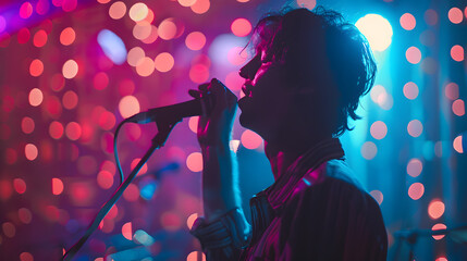  Karaoke Close-Up Main Singer, Colorful Lights