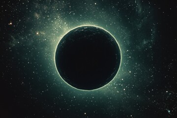 Naklejka premium Dark Planet Enveloped in Striking Visuals of Space