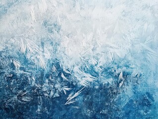 Fototapeta premium abstract winter art featuring icy blues and whites, showcasing intricate frost patterns and a sense of cool ambiance, evoking the essence of a frozen landscape