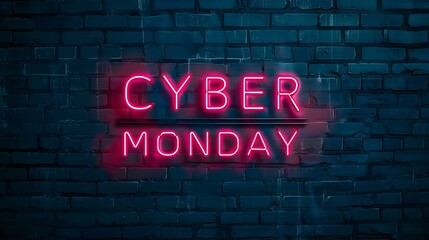 Red Neon 'CYBER MONDAY' Sign on a Brick Wall