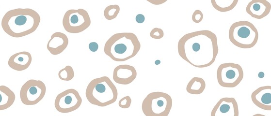 Seamless abstract textured pattern. Simple background blue, beige, white. Circles, dots, lines. Digital brush strokes. Design for textile fabrics, wrapping paper, background, wallpaper, cover.