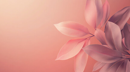 Obraz premium A collection of soft pink leaves with a smooth gradient background, creating a serene and calming atmosphere perfect for design or decor.