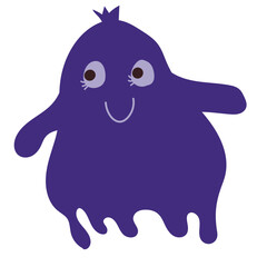 Funny Halloween ghost. Cartoon character. Vector illustration. 
