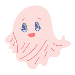 Funny Halloween ghost. Cartoon character. Vector illustration. 