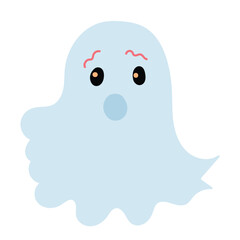 Funny Halloween ghost. Cartoon character. Vector illustration. 