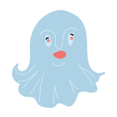 Funny Halloween ghost. Cartoon character. Vector illustration. 