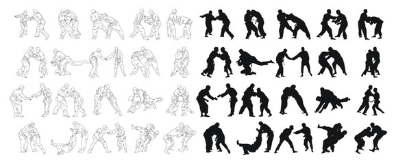 Mens self defense, sports training. Male judo.