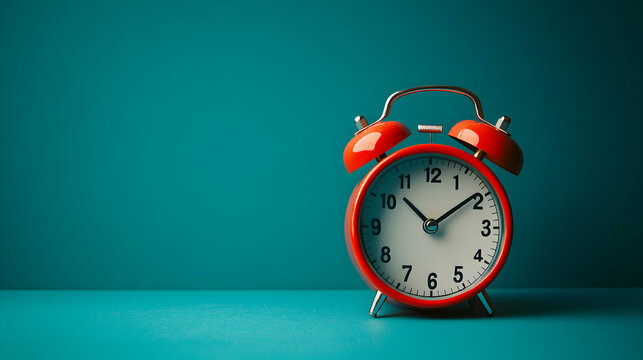 un reloj rojo retro vintage para poner alarma objeto para recordatorios con espacio de copia reloj para medir el tiempo