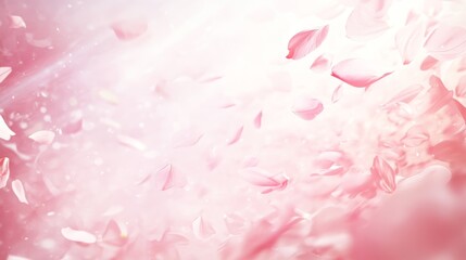 Obraz premium A soft, dreamy background featuring pink flower petals floating in a gentle atmosphere.
