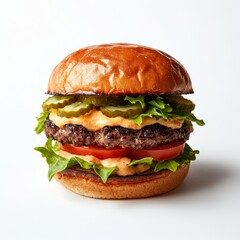 Smash burger featuring thin patties, melted cheese, fresh lettuce, and special sauce. Crispy-edged smash burger with melted cheese, pickles, and a toasted brioche bun.