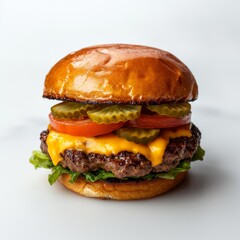 Smash burger featuring thin patties, melted cheese, fresh lettuce, and special sauce. Crispy-edged smash burger with melted cheese, pickles, and a toasted brioche bun.