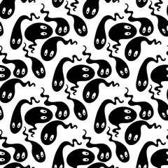 Halloween ghost seamless cartoon pattern for wrapping paper and fabrics