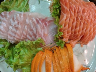 comida japonesa, frutos do mar, cortes, culinária, sushi, cru