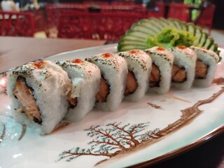 comida japonesa, frutos do mar, cortes, culinária, sushi, cru