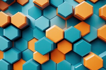 Abstract Hexagonal Pattern in Blue and Orange Tones