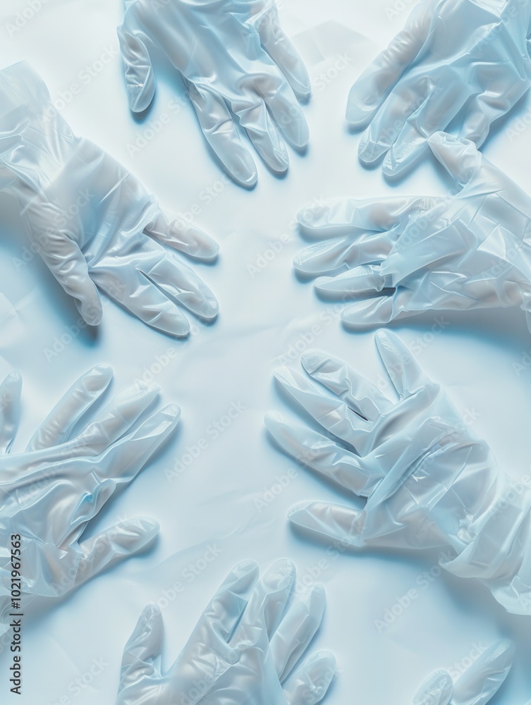 Aufkleber a collection of sterile medical gloves is displayed on a pristine white surface, ready for use in va