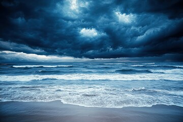 Dark and Stormy Sea Under Ominous Clouds