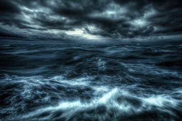 Stormy Sea Under Dark Ominous Clouds