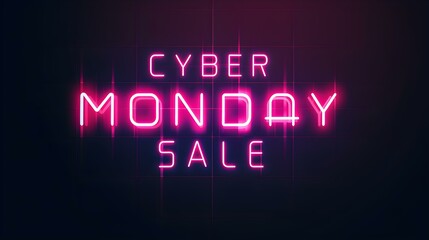 Pink 'CYBER MONDAY SALE' Neon Sign on an elegant Dark Background