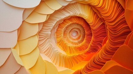 Fototapeta premium Fibonacci sequence made out of paper, Drawing a beautiful spiral, Warm colors, ultra detailed, 