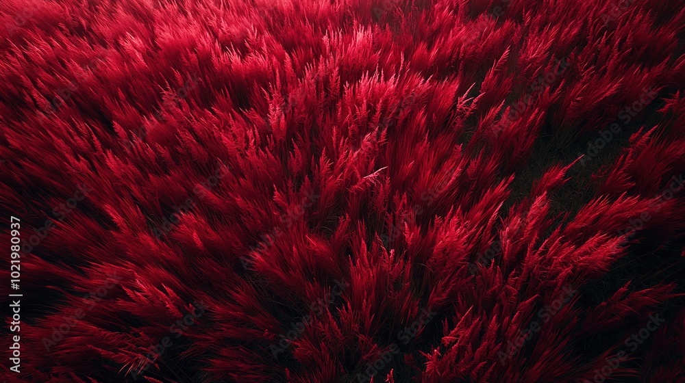 Sticker   A field of vibrant red plants basking under the radiant sun