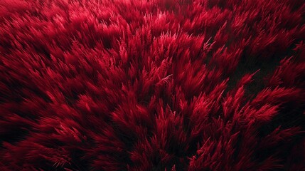   A field of vibrant red plants basking under the radiant sun
