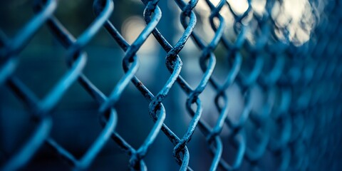 Fototapeta premium Abstract Blue Chain Link Fence Texture