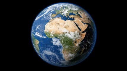 Fototapeta premium This detailed oil painting captures the Earth as viewed from space, showcasing its vibrant oceans and diverse continents while conveying a poignant message about global warming