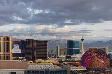 Las Vegas cityscape, looking north, shown on December 3, 2023 in Las Vegas, Nevada, United States. © angeldibilio
