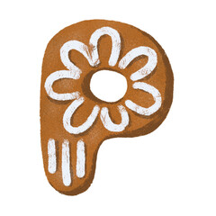 The letter of the alphabet with ginger cookies. A fun Christmas series for kids and baking lovers. A series of artworks