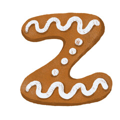 The letter of the alphabet with ginger cookies. A fun Christmas series for kids and baking lovers. A series of artworks