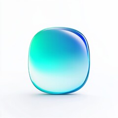 a simple rounded profile icon in the air, frosted glass, Emerald and blue gradient, isolated, white background, minimalism, transparent sense of science and technology, ultra-minimalist appearance, br