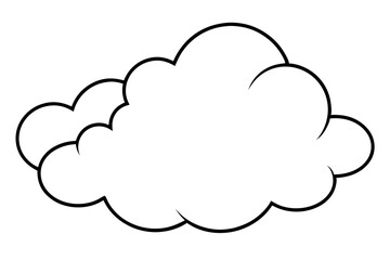 Beautiful fluffy clouds on blue sky background line art vector illustration