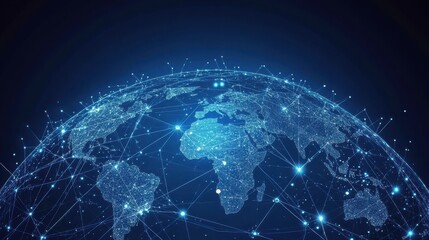 Fototapeta premium Global network connection concept. Big data visualization. Social network communication in the global computer networks. Internet technology. Business. Science. Vector illustration.