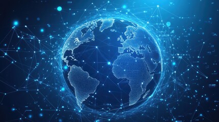 Global network connection concept. Big data visualization. Social network communication in the global computer networks. Internet technology. Business. Science. Vector illustration.