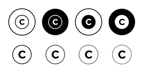 Copyright icon Black and white outline vector
