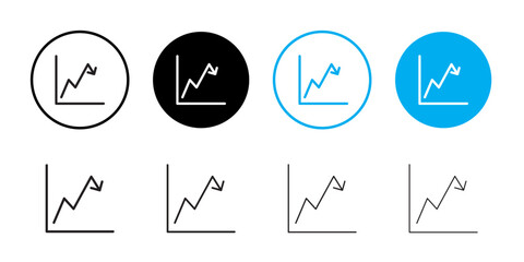 Line chart icon Black and white outline vector