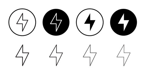 Lightning icon Black and white outline vector