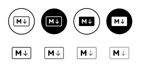 Markdown icon Black and white outline vector