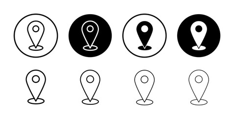 Navigation pin icon Black and white outline vector