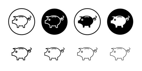 Piggy bank icon Black and white outline vector