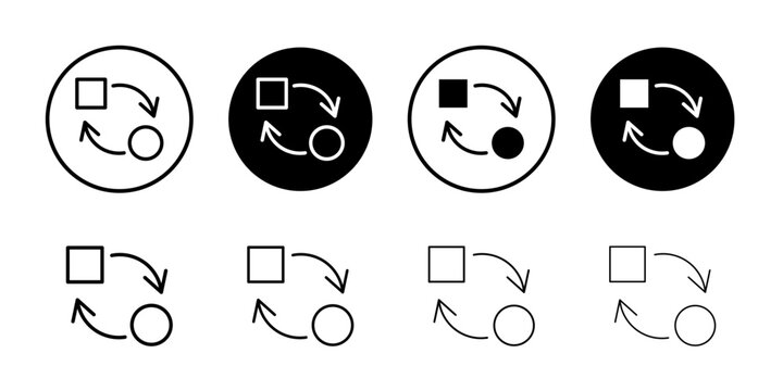Replace icon Black and white outline vector